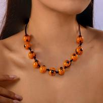 Halloween Blood Bead Necklace Pumpkin Ghost Face Pendant Clavicle Chain Vampire Cosplay Prop Costume Party Halloween Party Decor brown