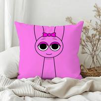 Sprunki Cartoon Face Pillow Case Sofa Living Room Bedroom Headboard Backrest Square Cushion Nap Time Peach skin 30*30(CM)-1Pcs purple