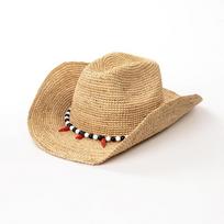 100% Natural Raffia Cowboy Hat With Chili Pepper Charm Boho Western Sun Hat For Women Breathable Handcrafted Summer Fedora Hat 59cm brown