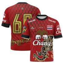 Tailandas Nacionalinis dramblys Tailando raštas Futbolo marškinėliai T-shirt Vyrams Moterims Unisex Šalies Pasididžiavimas Grafinis T-shirt Vasara Lauke XXS black