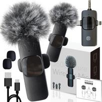 [Expert-supervised video instruction manual included] Wireless lavalier microphone for iPhone, iPad, Android, smartphones, PCs, Type-CLightning