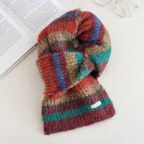 Retro color strip soft waxy stripe knitted scarf women's autumn and winter Korean atmosphere thickened warm versatile scarf scarf 150*20 gray
