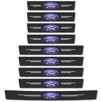 Anglies pluošto automobilio durų slenksčio ir bagažinės apsauginė plokštelė Ford Focus Mustang Ranger Kuga Mondeo automobiliams, auto tiuningo stiliaus aksesuaras black