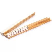 Solid Wood Mahjong and Domino Organizer with Rack & Pusher beige