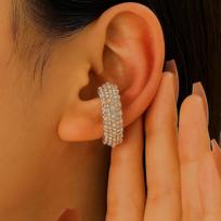 Golded C Shape Ear Cuff Copper Pearl Earrings Punk C-shaped Ear Clip  Wear Gold-2.5cm brown