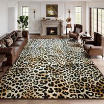 Leopardo rašto kilimas neslystantis gyvūno rašto svetainės kilimas retro laukinis gepardo rašto bohemiškas modernus kilimėlis miegamojo biuro 50x80cm-Felt