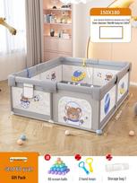 Baby Safety Playpen & Crawling Mat: Indoor Fabric Barrier for Toddlers gray