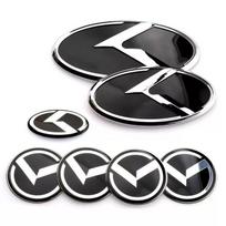 (7 Pcs) K Logo 3D Emblem Front Grille Trunk + Steering Wheel + Wheel Center CXVB7 Caps Sticker Badge For Kia K5 K3 K2 K4 Forte Koup