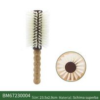 1PC Women Boar Bristle Round Hair Brush Cork Handle Barrel Curling Styling Comb Anti-Static Wood Handle Hairdressing Tool Type B-Small white