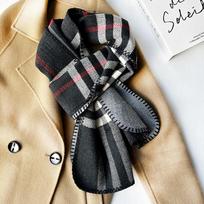 Couple Scarf Men's New Imitation Cashmere Classic Plaid Scarf Women's Winter High End Atmosphere Shawl 190*43cm gray
