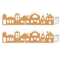 Kalėdinių meduolių namelių kartono rinkinys Sulankstomas meduolių kaimelis Dekoracija stalui, sodybai, vidaus stalo puošmena 2pcs With Light beige
