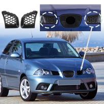 2Pcs Black Front Bumper Grille Cover Mesh Honeycomb Grill for Seat Ibiza Cordoba 6L 2002 2003 2004 2005 2006 2007 2008 2009 gray