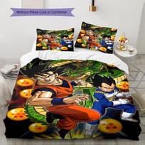 Son Goku Rašto Lovos Patalynės Antklodės Komplektas Antklodės Užvalkalas Pagalvės Užvalkalas Namų Dekoras Dovana (1 * antklodės užvalkalas + 2 * pagalvės užvalkalai, be šerdies) 200x200cm