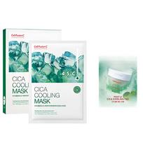 Cell Fusion C Cica Cooling Mask & Cica Cooling Pad Soothing Skincare Set 5 Masks + 10 Pads blue