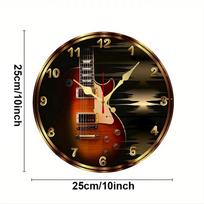 Rustic Violin Wooden Round Silent Hanging Wall Clock, Suitable For Living Room, Office, Study Room, Bedroom, Home Decoration (as the picture,10 inch) black