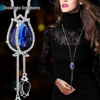 Trendy Korean-Style Tulip Sweater Chain Necklace with Tassel Pendant for Women black