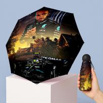 Lewis Hamilton Printed 5?Fold Mini Umbrella 8?Rib Windproof Compact Umbrella For Women Pocket Carry gray