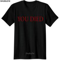 dark souls Gaming T Shirt video game Men T-Shirt souls you died Novelty funny Casual from softw M black