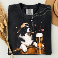 Funny Border Collie Smoking Cigar T-Shirt,Border Collie Owner Tee,Funny Beer Dog Graphic Tee,Dog Meme Graphic Shirt,Sarcastic Dog Meme Shirt 140 black