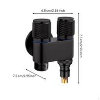Threedirection Angle Valve, Double Outlet Faucet, Water Control High Pressure Matte Black Thread + Auto-stop