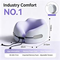 Memory Foam U‑Shaped Neck Pillow,Portable Travel Head Rest Pillow With Storage Box For Airplane Car Office Nap gray