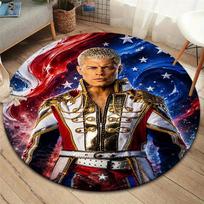 Cody Rhodes Round Area Rug,Carpet Rug for Living Room Bedroom Sofa Playroom Decor,Non-slip Floor Mat 80cmx80cm brown