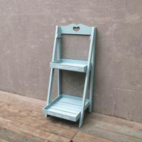 Rustic Foldable Wooden Flower Stand: Ladder-Shaped Multi-Layer Balcony Shelf for Succulents white