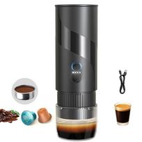 Portable self-heating espresso machine, compatible with NS capsules and finely ground coffee powder gray