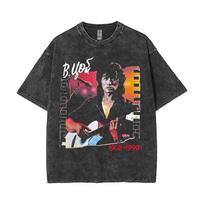 Washed Vintage Viktor Tsoi Kino Logo Graphic T Shirt Men Women Gothic Retro Oversized T-shirts Men's Classic Rusian Rock T-shirt L black
