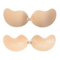 Silikoninė liemenėlė Push Up Lipnios be petnešėlių nematomos liemenėlės spenelių pagalvėlės Moteriška seksuali krūtis pakelianti nematoma silikoninė liemenėlė XL beige