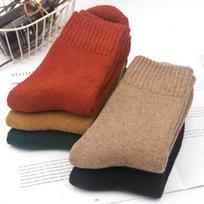 5 poros žieminės vyriškos kojinės storina avių vilnos kojinės Šiltos moteriškos retro stiliaus spalvingos vyriškos kojinės sniego batams 35-40 beige