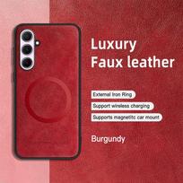 For Samsung Galaxy A56 A55 A54 A53 A52 A52S A51 PU Leather Magnetic Ring Soft Edge Anti-Drop Anti-Fingerprint Phone Case For Galaxy A51 4G raudona