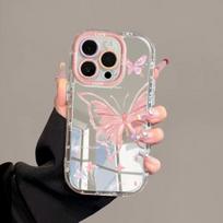 Cute Butterfly Suitable for Apple IPhone 16 Mobile Phone Case Huawei Mate60 Anti Fall Full Cover Protective Case for Girls Apple 15PRO beige