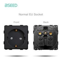 BSEED Zigbee 1/2/3Gang Smart Touch Switches Glass Panel EU Wall Socket Frames DIY Function Parts Tuya Smart Life App Control EU standard black