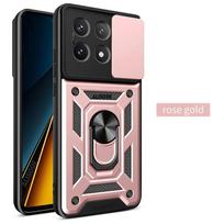 For Xiaomi 14T Pro 13T  POCO X7 Pro F6 X6 C65 Redmi 14C 13C Note 14 Pro Plus 5G 13 Case Slide Camera Protect Stand Cover Funda RM Note 14 4G 163mm rožinio aukso spalvos