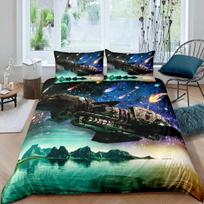 Aviation Duvet Cover SetAir Balloon Bedding Set Space Ship Comforter Cover Space Exploration Bedding Set Luxury Quilt Cover EU Single(135*200cm)3pcs gray