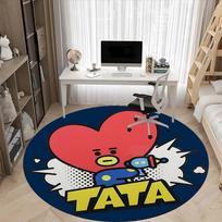 1 vnt. Tata personažas, BT21 apvalus biuro kilimėlis - Puikiai tinka biuro ar darbo kambario dekoravimui, skalbiamas mašinoje, neslystantis pagrindas, dekoratyvinis grindų kilimėlis 100cm red