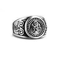 Vintage Stainless Steel Men's Ring With Norse Viking Swirl Design no. 8 black