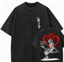 Kingdom Hearts Sora Anime Gerbėjo skalbta marškinėliai Visų metų drabužiai aukštos kokybės asmenybė Drabužiai Dideli dydžiai Unisex Naujas modelis Pora marškinėliai S black