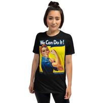 Rosie The Riveter Vintažinė Moteris Moterys Moterų Teisės Marškinėliai Unisex Marškinėliai M black