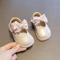 Kids Pearl Bow Decor Mary Jane Flats 15