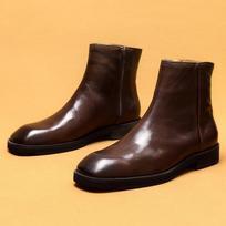 Promotional Genuine Leather Martin Boots - British Retro Style with Square Toe and Zipper 46 black