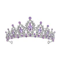 Nuotakos karūna Temperamentas Blizganti violetinė kalnų krištolo tiaros Karūnos Nuotakos galvos juosta Plaukų aksesuarai Plaukų papuošalai Ornamentai vakarėliui sidabras