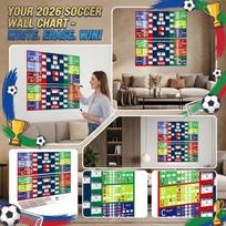 2026 m. futbolo turnyro sieninis grafikas su trinama danga. Komplekte yra 2 trinamieji žymekliai ir 4 lapeliai su vėliavėlių lipdukais rungtynėms ir rezultatams sekti. One Size white