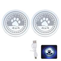 2PCS LED Cup Holder Lights for Car Rechargeable 7 Color-Changing Light Up Cup Holder Insert Coasters Car Accessories for Teens E white