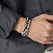 Vnox Chunky Stainless Steel Cuban Chain Bracelet for Men, 15mm Width 7.48 / 8.46 Inches Length, Classic Male Wristband Jewelry 21.5cm black