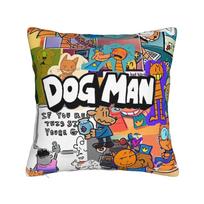 Dog Man Dogman And Friend Micro Pillow Cover Kawaii Pillow Case For Sofa Home Decoration Print Pillowcases Gift Idea Peach skin 60*60(CM)-1Pcs black