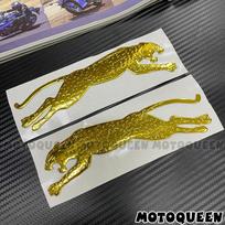 3D Leopard Motorcycle Car Styling Label Emblem Gas Fuel Tank Pad Decoration Decals Stickers For Kawasaki Harley BMW Suzuki 16X5CM yellow