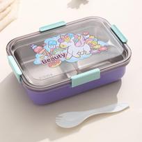 Stainless Steel Bento Box 3-Compartment Lunch Container Adults Students 850ml 1000ml Food Storage 850ML Purple Stainless Steel gray