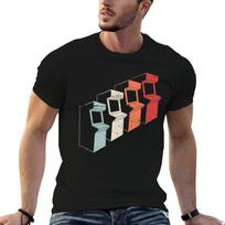 Vintage 80s Arcade Machines T-Shirt Big and Tall Casual T-Shirt XXXL black